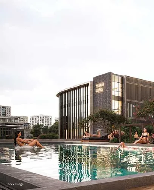 Luxury swimming pool at Shelar Supremus Kalyan West apartments