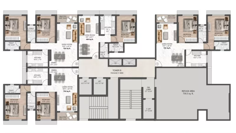 BHK flat layout plan in Shelar Supremus Kalyan West