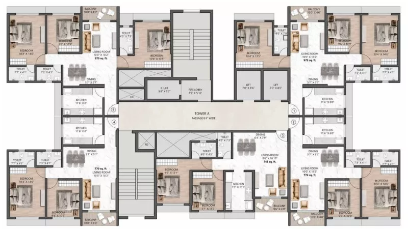 BHK flat layout plan in Shelar Supremus Kalyan West